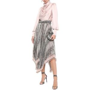 ZIMMERMANNCorsage Pleat Asymmetric Snake-print Chiffon Midi Skirt-0155